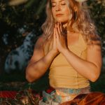a woman doing yoga
